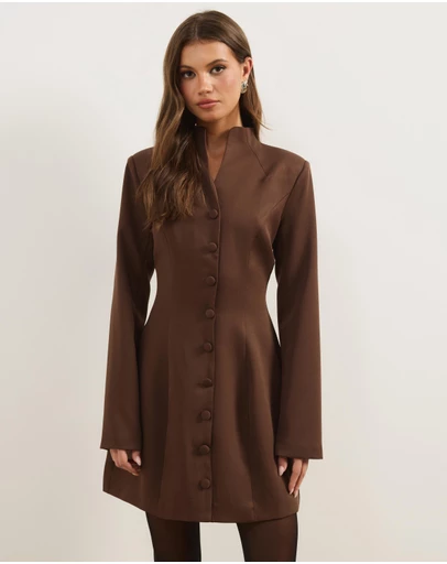 Atmos&Here - Anya Long Sleeve Button Down Mini Dress