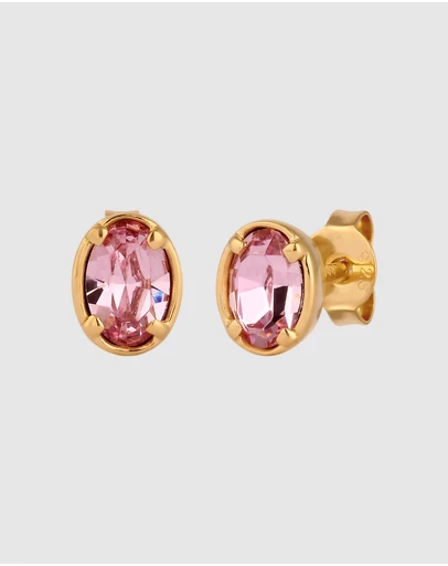 Elli Jewelry - Crystal Oval Stud Earrings in Gold-Plated 925 Silver
