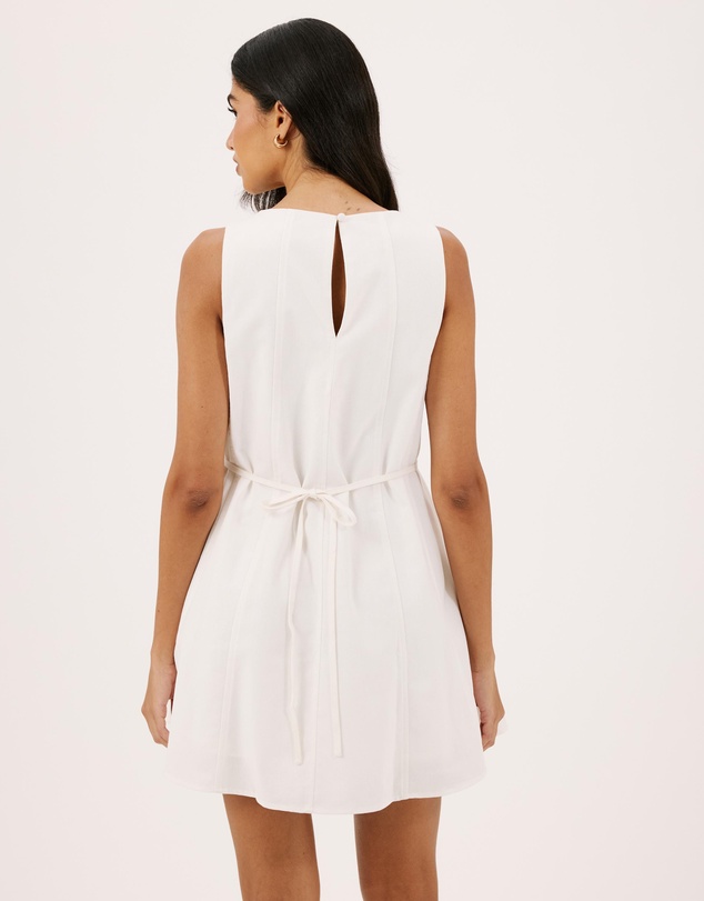 Atmos&Here - Willow Linen Blend A-Line Mini Dress with Top Stitching Detail