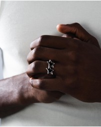TwoJeys - Icon Black Enameled Single Ring