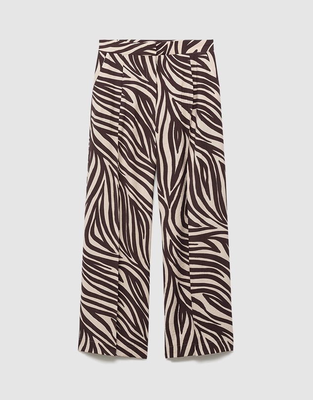 M.N.G - Straight-Leg Zebra-Print Pleated Trousers