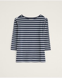 Seasalt - Seasalt Cornwall Navy Sailor 3/4 Sleeve Top Jersey