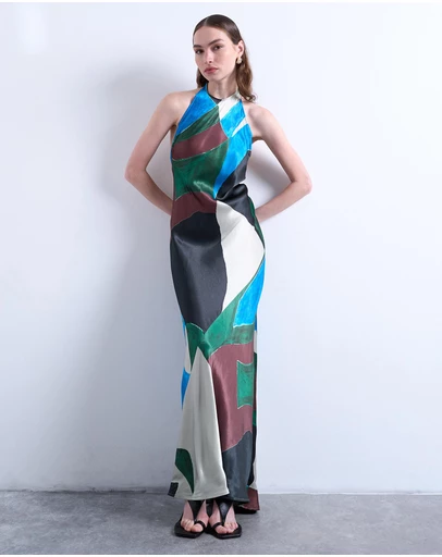 TOPSHOP - Satin Halterneck Dress