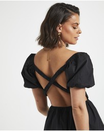 Subtitled - Rylee Backless Puff Sleeve Mini Dress