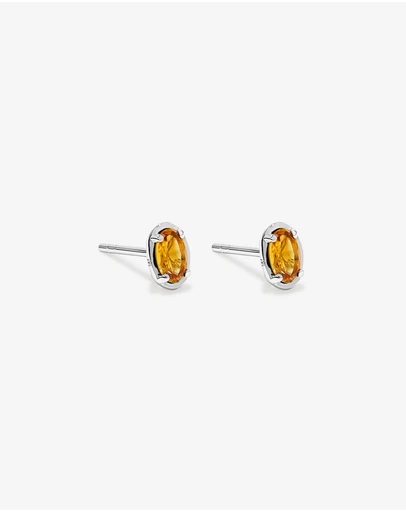 Michael Hill - Oval-Cut Citrine Stud Earrings in Sterling Silver