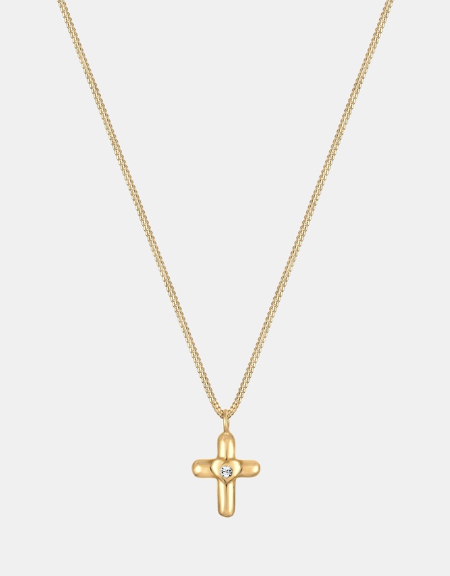 Elli Jewelry - Heart Crystal Kids Necklace in Gold-Plated 925 Silver