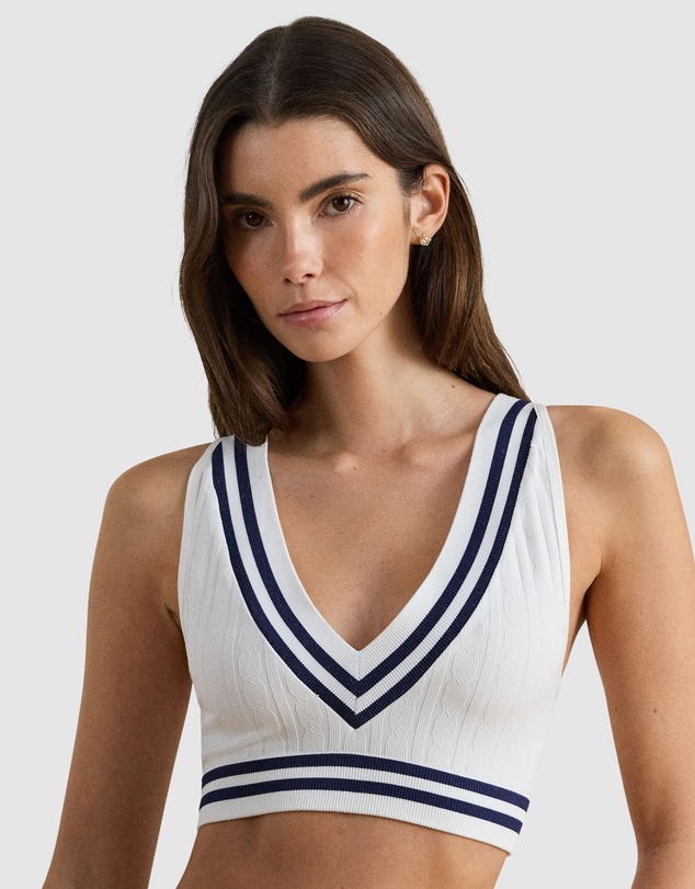 Lauren by Ralph Lauren - Cricket Cable Knit Lightly-Lined Crop Top Bra