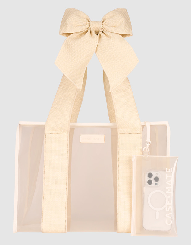 Case-Mate - Case-Mate Ecru Raffia Bow Tote w/ Phone Pouch