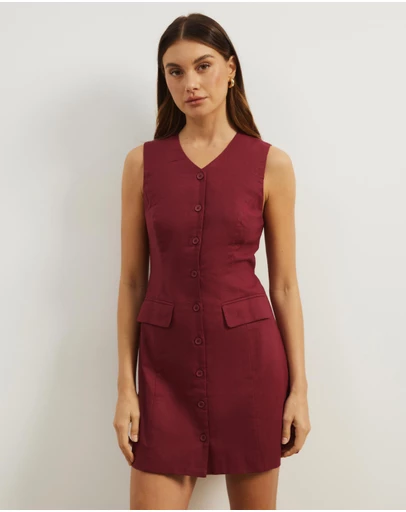Atmos&Here - Juno Tailored Linen Blend Mini Dress