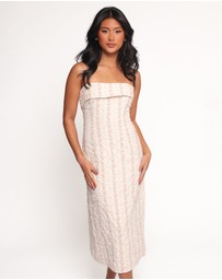 Petal & Pup - Norma Strapless Midi Dress - Pink Floral