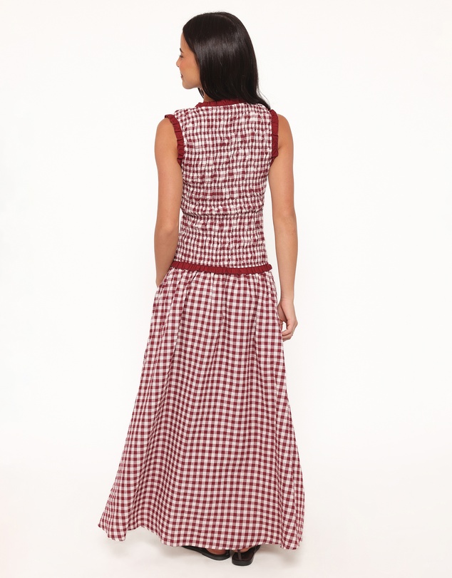 Petal & Pup - Leabrook Maxi Dress - Burgundy Gingham