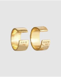 Elli Jewelry - Earrings Earcuff Set Hammered Classic in 925 Sterling Silver Gold Plated