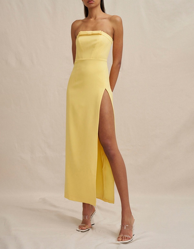 BY JOHNNY. - Cassandra Slice Strapless Midi Dress