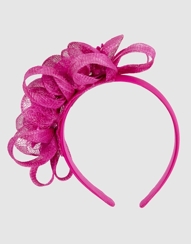 Max Alexander - Small Fuchsia Sinamay Flowers Fascinator
