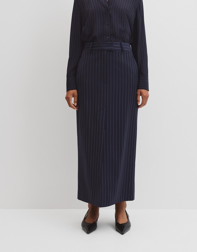 Country Road - Wool Blend Tailored Pinstripe Column Skirt