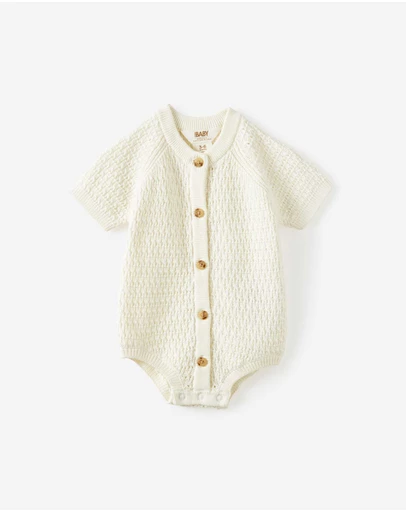 Cotton On Kids - Baby Organic Raglan Knit Bubbysuit