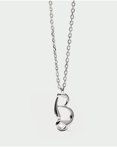 PDPAOLA - Initial 2026 B Silver Pendant Necklace
