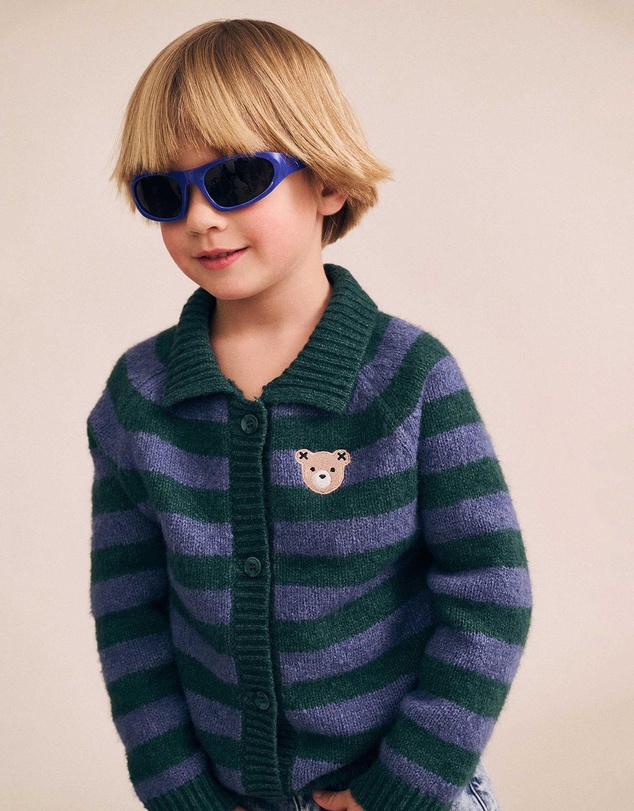 Huxbaby - Classic Stripe Collar Knit Cardigan - Babies