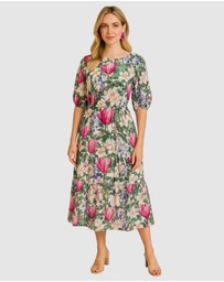 Honey and Beau - Puff Sleeve Midi Dress