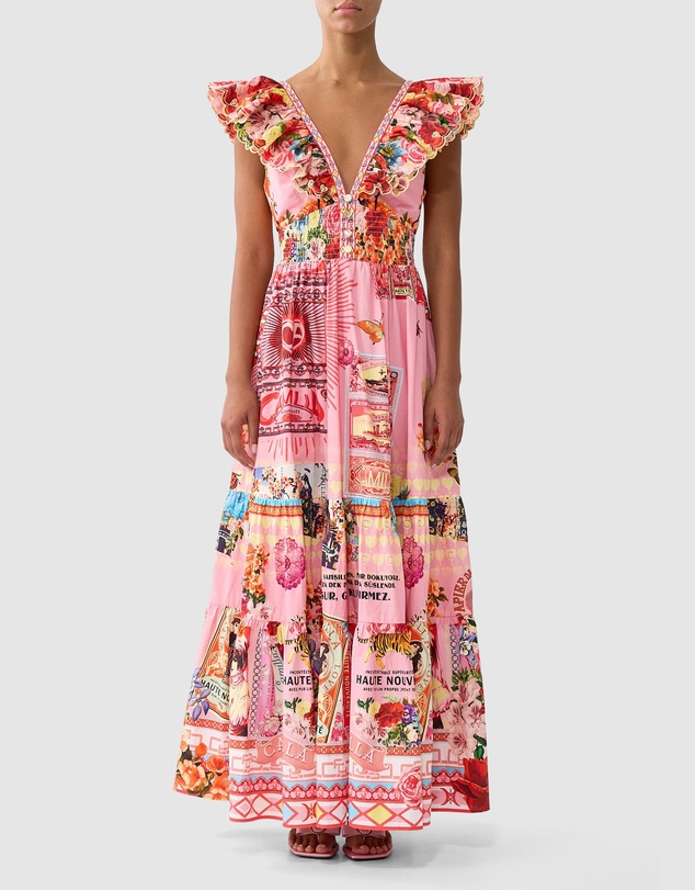 Camilla - Tiered Dress With Neck Frill