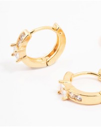 Lovisa - Gold Plated Cubic Zirconia & Freshwater Pearl Huggie Earrings 2-Pack