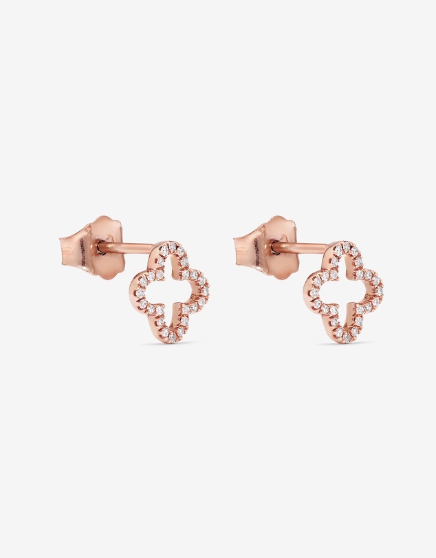 Michael Hill - 4 Leaf Clover Stud Earrings With Diamonds In 10kt Rose Gold