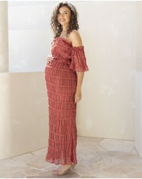 Angel Maternity - Marisol 2 piece Maternity Photoshoot Dress in Crimson Glow
