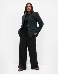 City Chic - Plus size Oxford Melton Jacket - hunter green