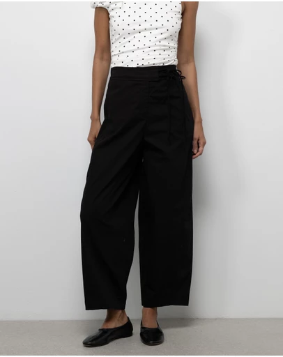 AERE - Olyssa Tie Waist Cotton Pants