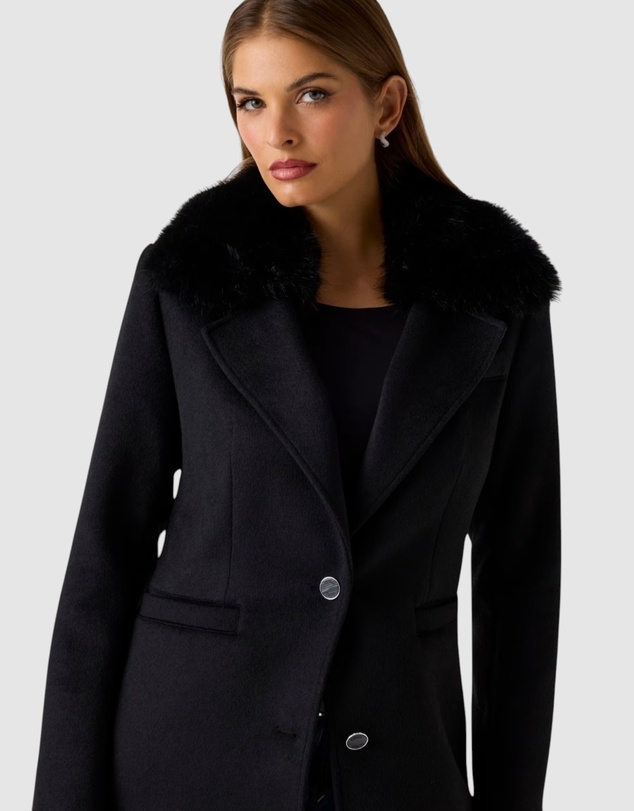 GUESS - Eco Karole Fur Collar Coat