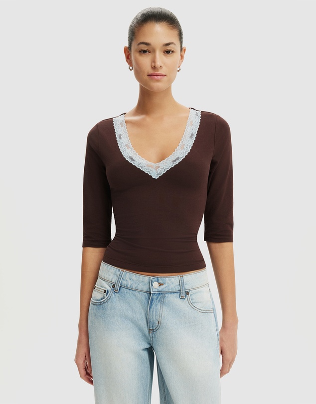 Cotton On - Eva Lace 3/4 Top