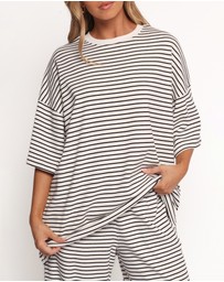 Petal & Pup - Wilda Oversized Tee - White Black Stripe