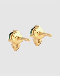 Elli Jewelry - Earrings Stud Emerald Circle 925 Sterling Silver Gold-Plated