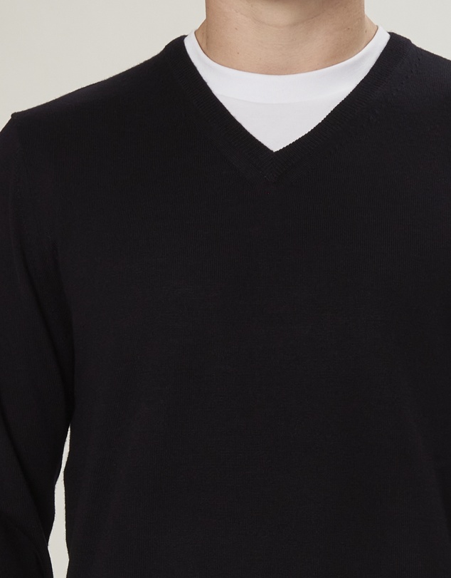 3 Wise Men - 3 Wise Men Fisher V Neck Merino Knit - Navy