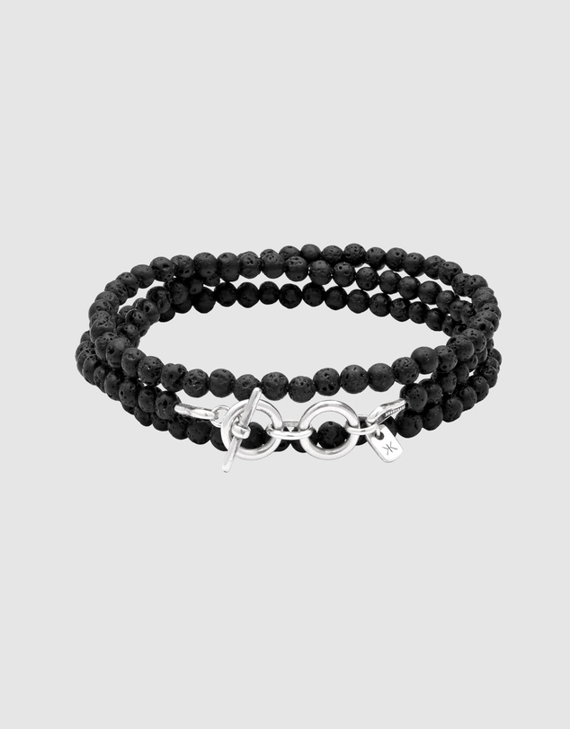 Kuzzoi - ICONIC EXCLUSIVE - Long Lava Bead Bracelet in 925 Sterling Silver