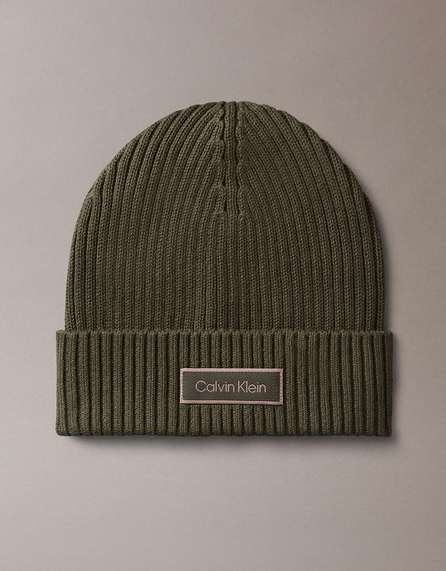 Calvin Klein - Patch Chunky Rib Cotton Beanie
