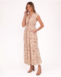 Petal & Pup - Safira Midi Dress - Brown Paisley