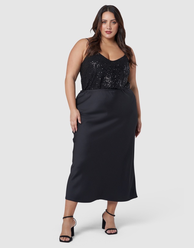 Pink Dusk by Curve Project - The Ivy Satin Skirt
