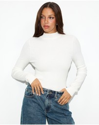 Dazie - Tessie Open Back Turtleneck Knit Top