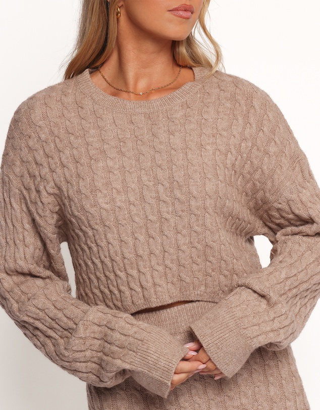 Petal & Pup - Reid Cable Knit Skirt Set - Taupe