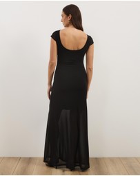 Atmos&Here - Rowe Mesh & Jersey Cap Sleeve Maxi Dress