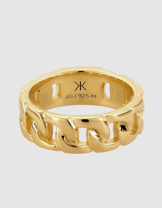 Kuzzoi - ICONIC EXCLUSIVE - Chunky Chain Band Ring in Gold-Plated 925 Sterling Silver