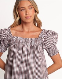 Petal & Pup - Kennedy Smock Mini Dress - Chocolate Gingham