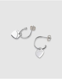 Von Treskow - Open hoop studs with VT flat heart