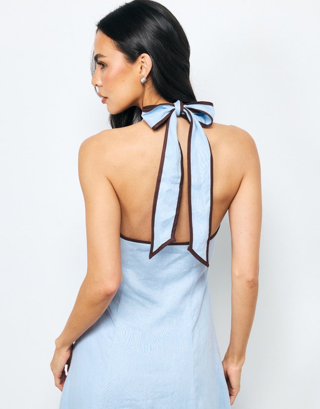 AERE - Lumi Contrast Bind Linen Midi Dress