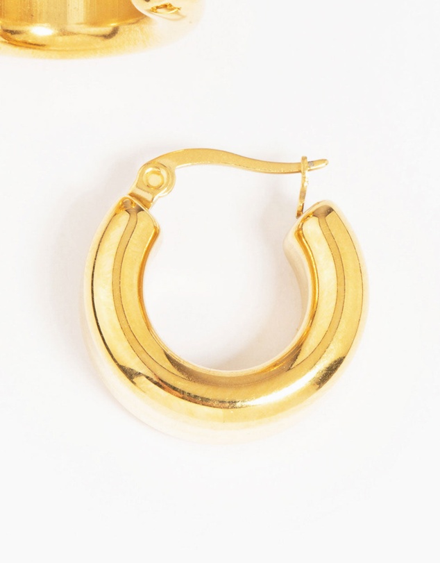 Lovisa - Waterproof Gold Plated Stainless Steel Mid Bubble Hoop Earrings