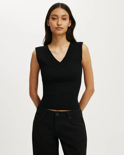 Cotton On - Double Knit V Neck Tank