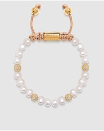 Nialaya Jewellery - Women's Beaded Bracelet with Pearl and Gold