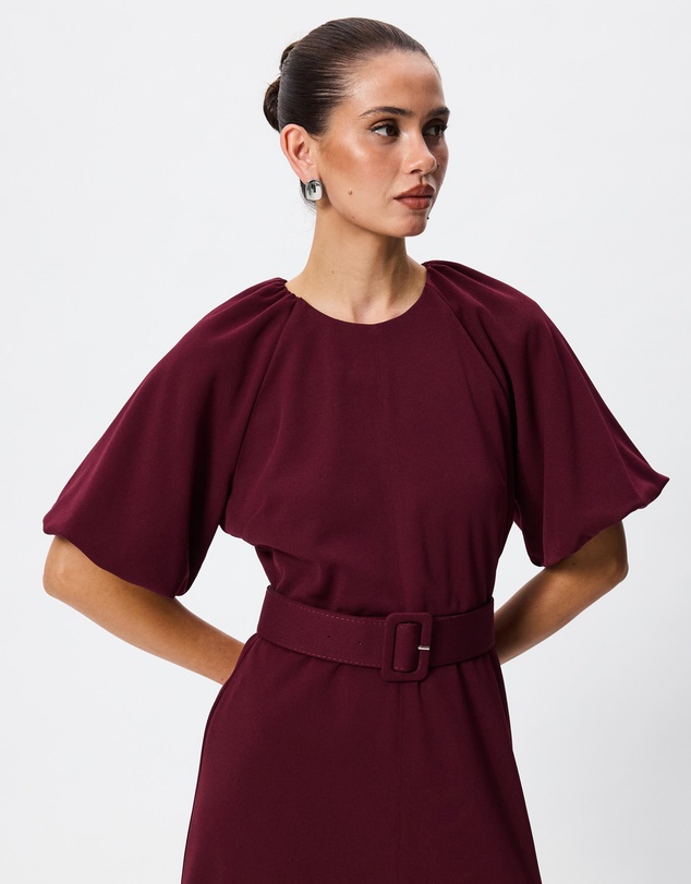 Tussah - Carla Puff Sleeve Belted Midi Dress