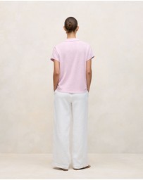 Trenery - Linen Cotton Relaxed Knit Polo in Soft Lilac